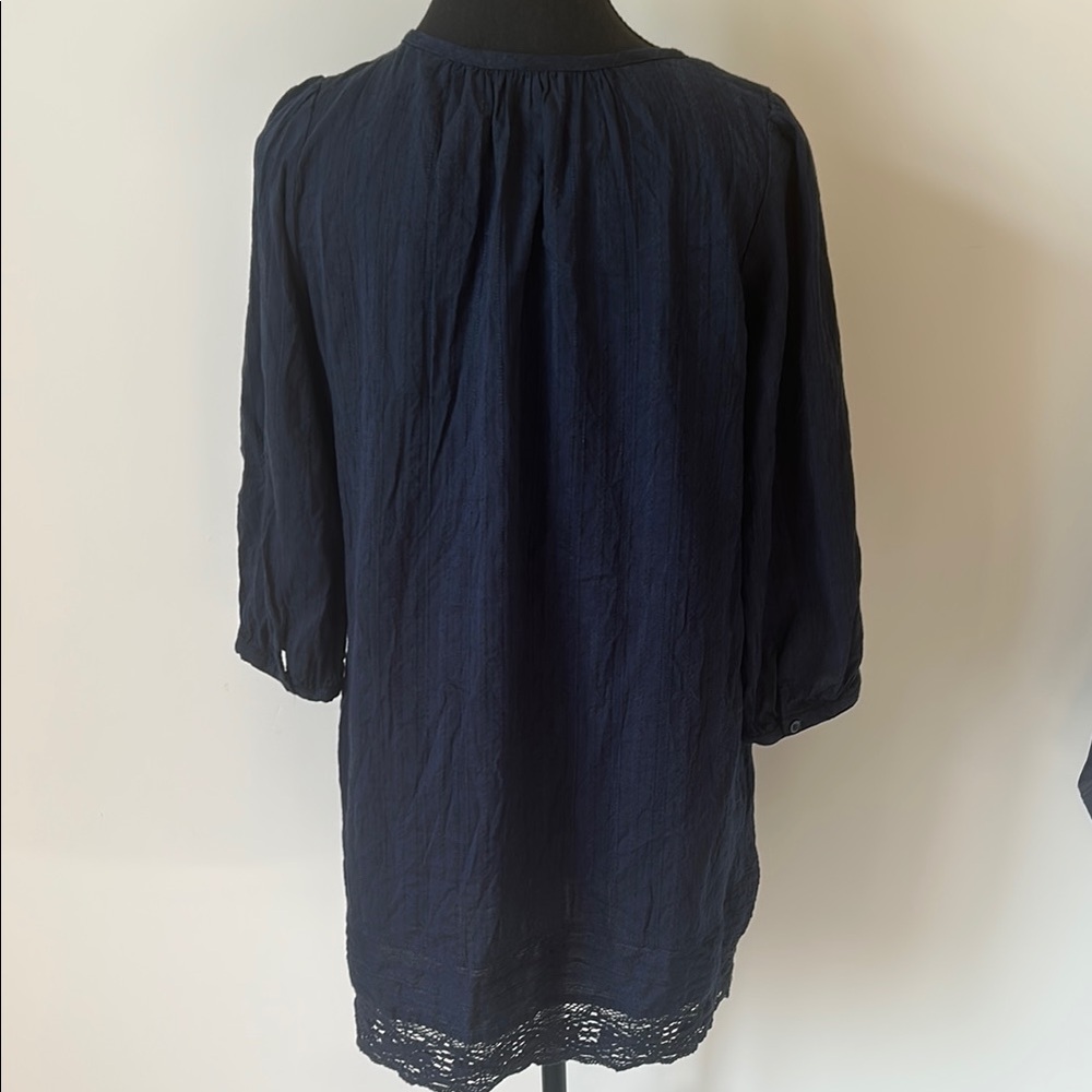 Blue Relaxed Ruched Tunic Blouse - Picture 8 of 12